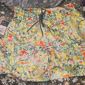 New Mesh Floral Drawstring Shorts - Multicolor